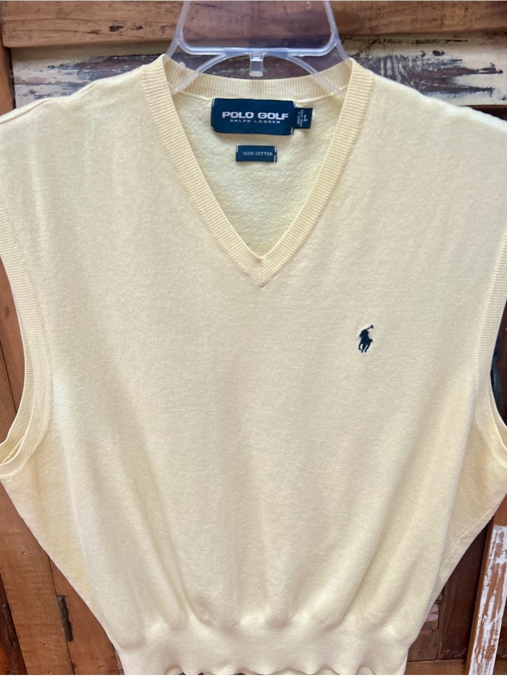 Polo Golf by Ralph Lauren Yellow V-Neck Golf Vest with Navy Pony
